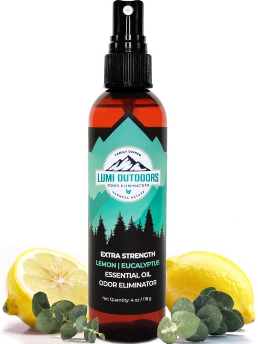 Lumi Outdoors Shoe Deodorizer & Foot Odor Eliminator Spray - Natural Shoe Smell Eliminator - Extra Strength Eucalyptus Lemongrass Freshener