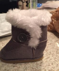 Sophia's Gray Suede Winter Boots with White Faux Fur Lining and Trim Plus Gray Side Button and Soft Tan Soles for 18" Dolls, Gray 43 71yM0bw0tfL