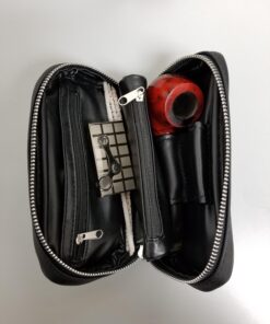 Scotte Luxury Tobacco Smoking Pipe Set,Leather Tobacco Pipe Pouch Wood Pipe Accessories(Redwood Scraper/Stand/Filter Element/Filter Ball/Small Bag/Box) (black) 39 71yNJ3n03FL