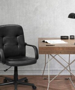Giantex Executive Chair Mid Back Office W/Arms and Swivel Wheels, Ergonomic PU Leather for Home Office Use Computer Desk Task Chair 14 71yO0QjQHDL