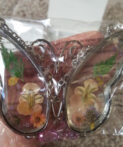 Mom Butterfly Suncatcher with Pressed Flower Wings and Silver Heart Charm - Hanging Height 8" 1 35 71yOSo 6dXL