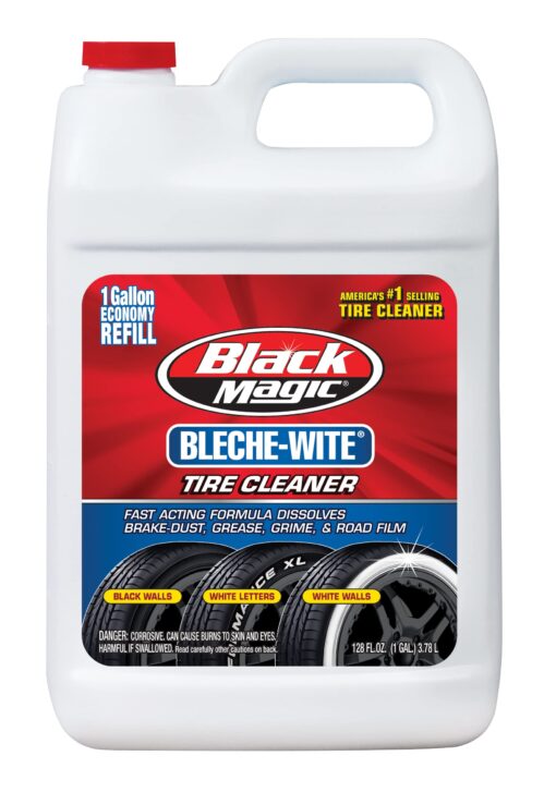 Black Magic 800002222 Bleche-Wite Tire Cleaner, 1 Gallon. - Fast-Acing Formula Dissolves Brake Dust, Grime and Road Film Off Tires