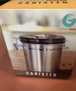 Coffee Gator Stainless Steel Canister - Medium 16oz, Silver Coffee Grounds and Beans Container with Date-Tracker, CO2-Release Valve, and Measuring Scoop - Ideal Coffee Lovers Gifts for Her - 2 Pack Travel Silver 40 71yQC8FIWcL