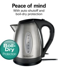 Hamilton Beach Electric Tea Kettle, Water Boiler & Heater, 1.7 Liter, Cordless Serving, 1500 Watts for Fast Boiling, Auto-Shutoff and Boil-Dry Protection, Stainless Steel (40880) 1.7 L 28 71yRjCNvTRL