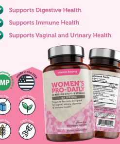 Vitamin Bounty Women's Pro Daily - Vaginal Probiotic & Prebiotic & pH Balance, Probiotics for Women Vaginigal Health, 10 Billion CFUs Per Serving with Cranberry, Gluten-Free - 60 Capsules 60 Count (Pack of 1) 34 71yRjuWu5KL