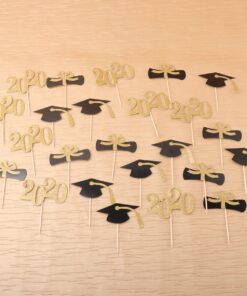24pcs 2020 Congrats Grad Cake Topper Class of 2020 Graduate Party Decorations Supplies - High Graduation, College Graduate Cake Topper - Graduation Photo Props 15 71yRs0lxyvL