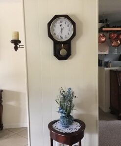 Pendulum Wall Clock - Regulator Clock - Wooden Schoolhouse Wall Clock with Pendulum - Wood Pendulum Clock Battery Operated - Decorative Wall Clocks for Living Room Decor, Home, Office and Gift 18x11 34 71ySRHH74tL