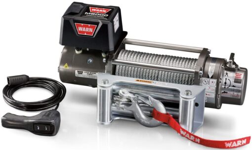 WARN 26502 M8000 Series Electric 12V Winch with Steel Cable Wire Rope: 5/16" Diameter x 100' Length, 4 Ton (8,000 lb) Pulling Capacity