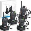 Walkie Talkies for Adults,eSynic 4Pcs Professional Walkie Talkies Rechargeable Long Range 2 Way Radio Portable Walkie Talkies Supports VOX & 16CH Walky Talky with LED Light Earpieces for Activity etc Style-A