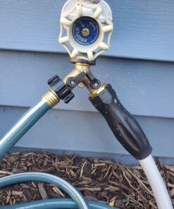 IPOW Solid Brass Body Backyard 2 Way Y Valve Garden Hose Connector Splitter Adapter + Extra 4 Rubber Hose Washers with Comfort Grip, 2 Pack Yellow + Black 23 71yVAam vgL