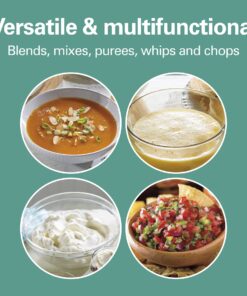 Alternative view of Hamilton Beach 4-in-1 Electric Immersion Hand Blender with Handheld Blending Stick, Whisk + 3-Cup Food & Vegetable Chopper Bowl, 2-Speeds, 225 Watts, Silver and Stainless Steel (59765)