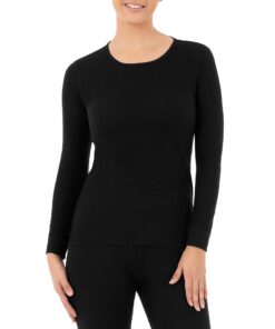 Fruit of the Loom Women's Micro Waffle Premium Thermal Underwear Tee Shirt X-Large Black/Black 12 71yVeGEdGGL 1