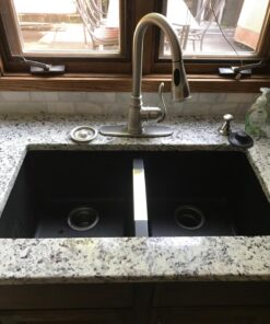 Kraus KGU-434B Undermount 50/50 Double Bowl Granite Kitchen Sink, 32.5-Inch, Black 25 71yWPcKMq4L