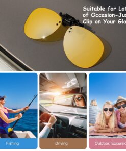 Costyle Retro Polarized Clip on Flip up Plastic Sunglasses Driving Fishing Traveling Yellow 10 71yYid16e5L