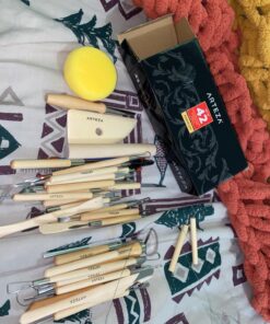 Arteza Pottery & Polymer Clay Tools, 42-Piece Sculpting Set, Steel Tip Tools with Wooden Handles, for Pottery Modeling, Smoothing, Carving & Ceramics 43 71yYoznhwUL