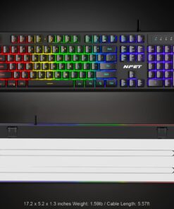 NPET K10 Wired Gaming Keyboard, LED Backlit, Spill-Resistant Design, Multimedia Keys, Quiet Silent USB Membrane Keyboard for Desktop, Computer, PC (Black) Wired RGB 26 71yYx9cJhwL