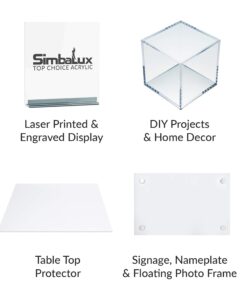 SimbaLux Acrylic Sheet Clear Cast Plexiglass 12” x 12” Square Panel 1/8” Thick (3mm) Transparent Plastic Plexi Glass Board with Protective Paper for Signs, DIY Display Projects, Craft, Easy to Cut 12"x12", 1/8" Thick 1-Pack 18 71yaX4mVFHL