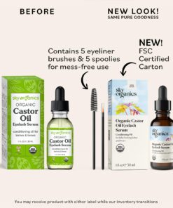 Sky Organics Organic Castor Oil Eyelash Serum for Lashes & Brows, 100% Pure & Cold-Pressed USDA Certified Organic to Strengthen, Moisturize & Condition, 1 fl. Oz 29 71yaibV93TL 3
