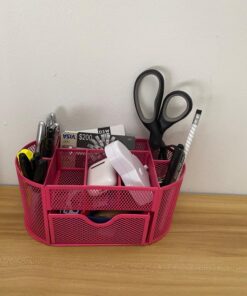 Mesh Desk Organizer Office Supply Caddy Drawer with Pen Holder Collection Pink 27 71ydX9cAbYL