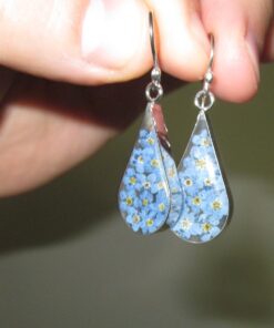 Amazon Collection Sterling Silver Pressed Flower Teardrop Earrings Blue 26 71yde5Dp4HL