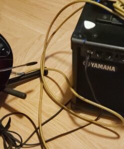 GLS Audio Instrument Cable - 1/4 Inch TS to 1/4 Inch Instrument Cable for Bass/Electric Guitar- Brown/Yellow Braided Tweed, 15ft 15 Ft. Straight Gold 29 71ydz3qiLgL