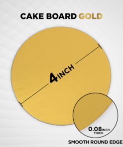 Rendibly 30 Pack Cake Boards 4 Inch Round Gold, Grease Proof Laminated Compressed Cardboard Circle Base for Mini Cakes, Pastries, Cake Decorating, Transport and Display 11 71yf8zhNzUS
