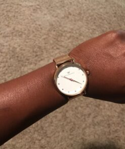 Wristology 10 Styles Maxi Crystal Watch Leather Band - Interchangeable Genuine Leather Strap - Large Easy to Read Watch with Second Hand for Women, Men, Nurses, Teachers Rose Gold Metal Mesh 47 71yfb0xWhWL