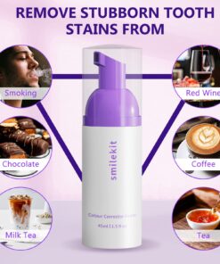 Colour Corrector Purple Toothpaste, V34 Purple Toothpaste for Teeth Whitening, Purple Toothpaste Purple Teeth Whitening Foam for Tooth Stain Removal Teeth Whitening Booster Multicolor 12 71yiQX9mdcL