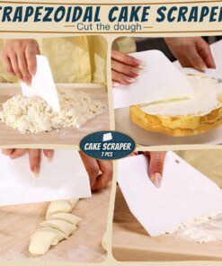 Teenitor Cake Scraper Cake Smoother, 7 Pcs Dough Scraper Bowl Scraper Cutters Cake Icing Scraper Smoother Tool Set for Bread Dough Cake Fondant Icing White 27 71yjQQhiucL