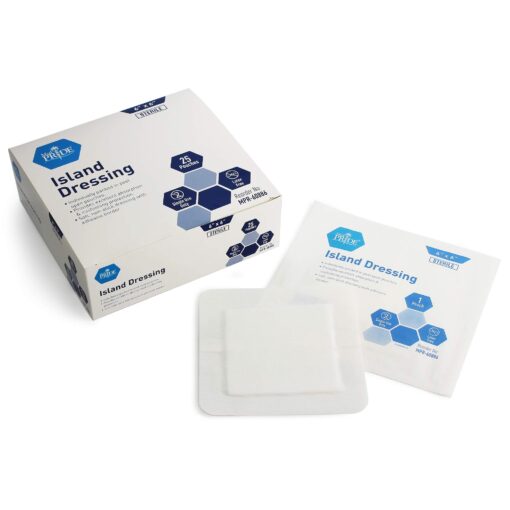 Med PRIDE 6 inch x 6 inch Bordered Gauze-Island Dressing| 25 Pack-Individually Packed Pouches| Wound Dressing with Adhesive, Breathable Borders| Sterile & Highly Absorbent| Latex-Free 6'' x 6''