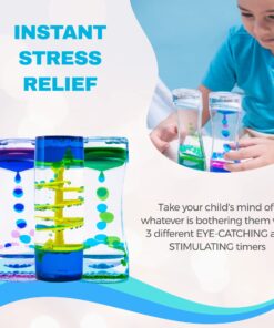 HeyWhey Liquid Motion Bubbler Timer- Ideal Sensory Toy for Kids and Adults, 3-Pack, Calming Stress Relief Fidget Toys for Kids with ADHD, Anxiety, and Autism,Desk Decor for Special Education Classroom Blue Spiral 18 71yk8FGMg2L
