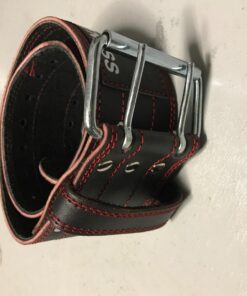 Weight Lifting Belt (5mm Thick) - Leather Weight Lifting Belt for Women & Men - Functional Workout Belt - Gym Belt for Weightlifting, Powerlifting, Squat & Deadlift - Adjustable Weightlifting Belt Black/Red Medium 56 71ykbylEMuL