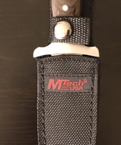 MTech USA – Fixed Blade Knife – Satin Finish Stainless Steel Blade, Brown Wood Handle with Stainless Steel Bolster, Includes Nylon Sheath - Hunting, Camping, Survival, Tactical – MT-20-03 43 71ykpwzsgzL