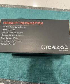 ASPERX Jump Starter, 1500A Peak Battery Jump Starter for Up to 7.0L Gas or 5.5L Diesel Engine, 12V Portable Battery Starter with 1.4 INCH LCD Display Black-C 92 71ymTtg0rHL