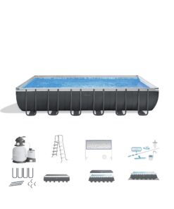 INTEX 26367EH Ultra XTR Deluxe Rectangular Above Ground Swimming Pool Set: 24ft x 12ft x 52in – Includes 2100 GPH Sand Filter Pump – Saltwater System – SuperTough Puncture & Rust Resistant 24FT x 12FT x X 52IN with Sand Filter Pump & Saltwater System 32 71ynFrGegPL 2