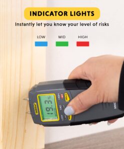General Tools MMD4E Digital Moisture Meter, Water Leak Detector, Moisture Tester, Pin Type, Backlit LCD Display With Audible and Visual High-Medium-Low Moisture Content Alerts, Grays 25 71yoz82hizL