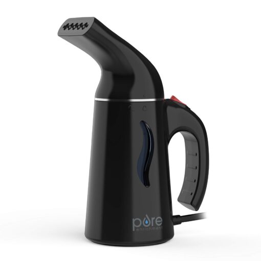 Pure Enrichment® PureSteam™ Portable Handheld Garment Steamer - Ideal for Home or Travel, Fast Heating, Removes Wrinkles on Clothes and Fabric, Auto Shut-Off Safety Feature (Black) Black