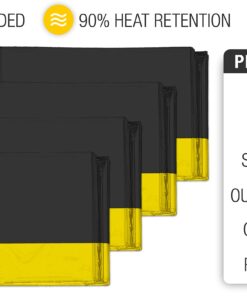 Alternative view of Swiss Safe Emergency Mylar Thermal Blankets + Bonus Gold Foil Space Blanket. Designed for NASA, Outdoors, Survival, First Aid, Double-Sided Black and Gold, 4 Pack Double Color Sides: Matte Black & Gold