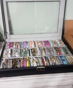 Watch Box Organizer Pillow Case 24 Slot Display Cases With Framed Glass Lid Elegant Contrast Stitching Sturdy and Secure Lock for Men Women Watch and Jewelry Large Holder Boxes 35 71ysAgD6yrL