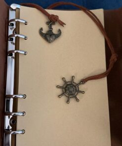 EvZ Leather Writing Journal Notebook, 7 Inches Vintage Nautical Spiral Blank String Diary Notepad Sketchbook Travel to Write in, Unlined Paper, Retro Pendants, Classic Embossed, Coffee 39 71ysNLiJ8GL