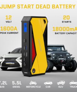 Alternative view of DBPOWER 800A 18000mAh Portable Car Jump Starter (up to 7.2L Gas, 5.5L Diesel Engine) Battery Booster with Smart Charging Port (Storage Temperature 95°F) YELLOW