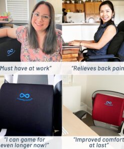 Everlasting Comfort The Original Lumbar Support Pillow - Improves Posture, Promotes Back Pain Relief - Superior Office Chair Back Support for Gaming and Desk Chairs - Lumbar Pillow for Car, Couch Black 29 71yswbVmg8L
