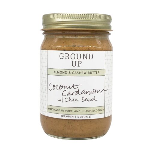 GROUND UP PDX Nut Butter Almond Cashew Coconut Cardamom Chia Sd, 12 OZ