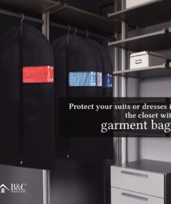 Garment Bags with Shoe Bag - Breathable Garment Bag Covers Set of 5 for Suit Carriers, Dresses, Linens, Storage or Travel - Suit Bag with Clear Window 32 71yv8EdxvpL