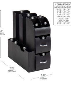 Mind Reader 11-Compartment Coffee Cup and Condiment Organizer with 2 Drawers, 11.25"L x 5.35"W x 11.15"H, Black Single 22 71yvl7krZqL