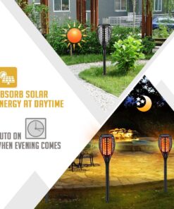Aityvert Upgraded Solar Torch Lights 43 inches Flickering Dancing Flames Waterproof Outdoor Landscape Decorations Lighting Dusk to Dawn Auto On/Off Solar Lights for Halloween Christmas 2-Pack 2 Pack 17 71yw Nt44BL