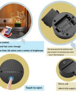 Christmas Gift Pet Cat 3D Illusion Birthday Present Beside Table Lamp, Gawell 16 Colors Changing Touch Switch Decoration Night Lamp with Remote Control Cat Lover Theme Toy 14 71yyPKHf4L