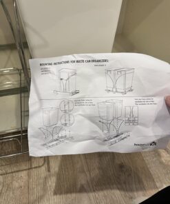 Household Essentials Glidez Chrome-Plated Steel Pull-Out/Slide-Out Discreet Single 9 Gallon Plastic Trash Can for Under Cabinet Use - Fits Standard Size Cabinet, Chrome and White 9 Gallon - Single Trash Can 31 71z1Lq4VxLL