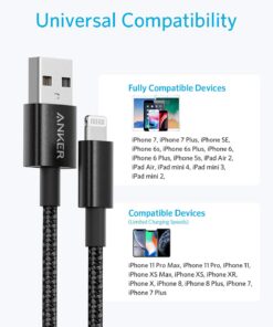 Anker iPhone Charger Cable, (2-Pack) 6ft Lightning Cable, Premium Nylon USB-A to Lightning Cable, MFi Certified iPhone Charger Cable for iPhone SE/Xs/XS Max/XR/X/8 Plus/7/6 Plus, iPad, and More. Black 2 29 71z1ZMMG5L