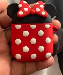 iFiLOVE Compatible with Airpods Case, Cute Cartoon Airpods Cover, Minnie Mouse Soft Silicone Shockproof Protective Case Cover Skin with Ring Buckle Holder for Apple Airpods 1 & 2 Charging Case(#2) #2 38 71z2 M49i0L